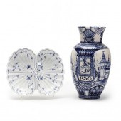 TWO CONTEMPORARY BLUE AND WHIT
