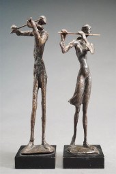 TWO CONTEMPORARY BRONZE FIGURE