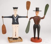 TWO CONTEMPORARY CARVED AND PA