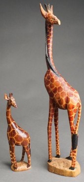 TWO CONTEMPORARY CARVED WOOD F