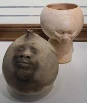 TWO CONTEMPORARY CERAMIC (FACE