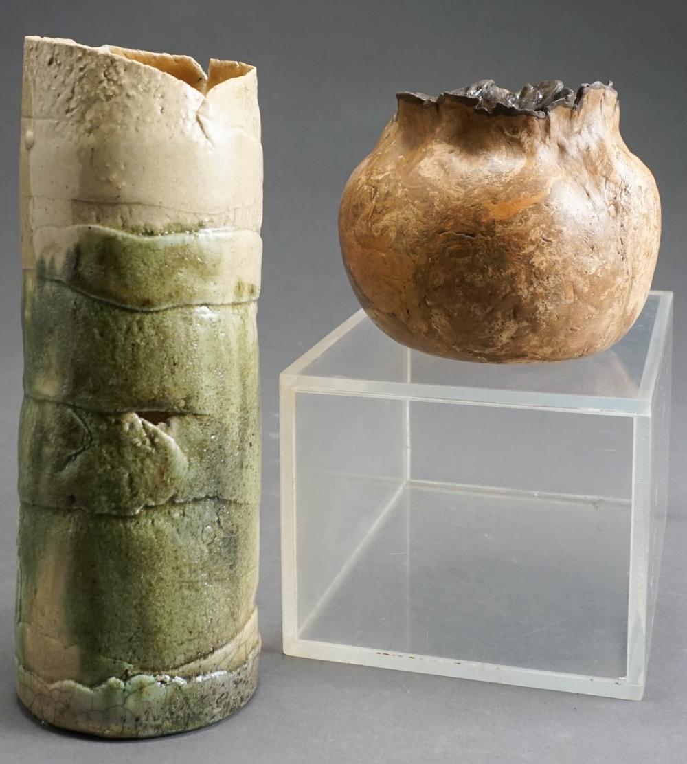 TWO CONTEMPORARY CERAMIC VASES, H