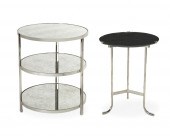 TWO CONTEMPORARY CHROME SIDE T