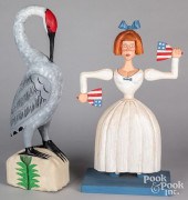 TWO CONTEMPORARY FOLK ART CARV