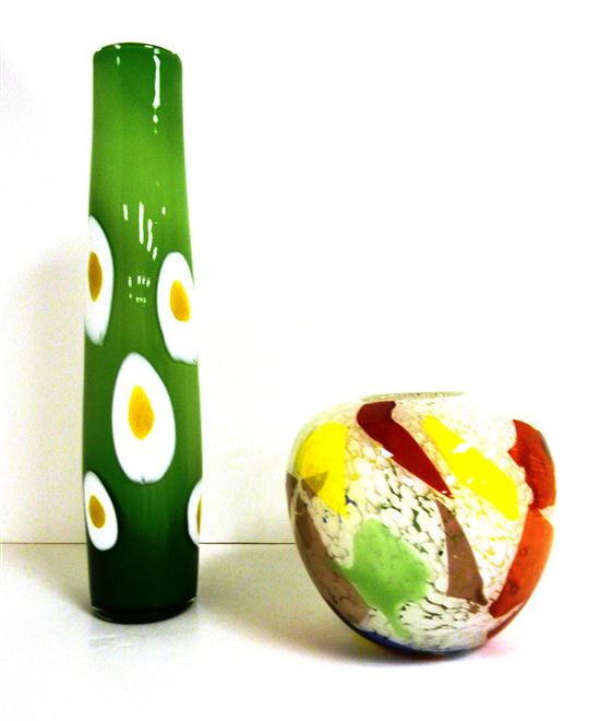 Two contemporary glass vases: