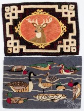 TWO CONTEMPORARY HOOKED RUGS,