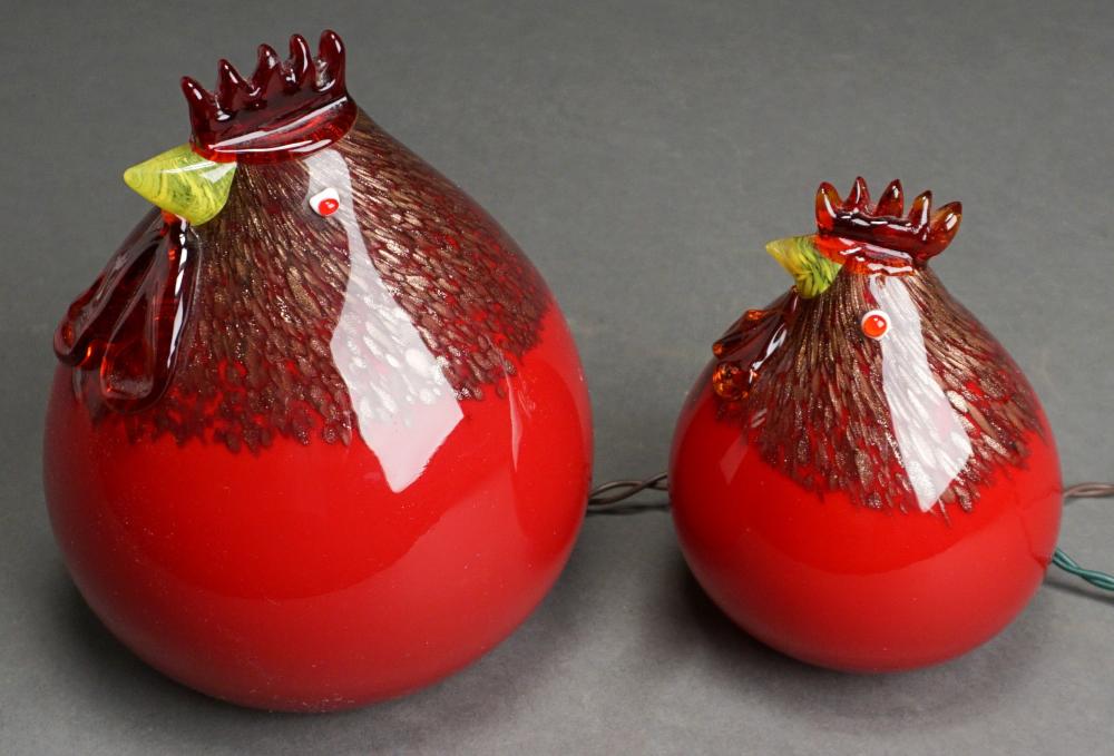 TWO CONTEMPORARY ILLUMINATED RED