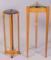 TWO CONTEMPORARY OAK AND FIGUR