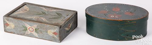 TWO CONTEMPORARY PAINTED BOXESTwo
