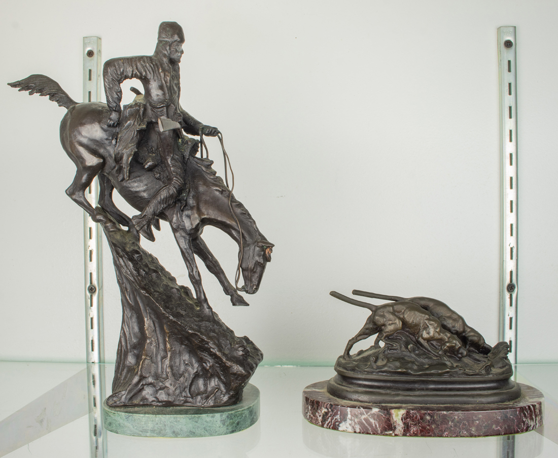 TWO CONTEMPORARY PATINATED BRONZE