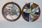 TWO CONTEMPORARY ROUND STAINED
