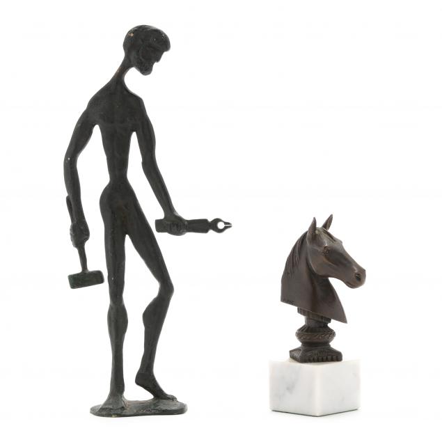 TWO CONTEMPORARY SMALL PATINATED