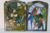 TWO CONTEMPORARY STAINED GLASS