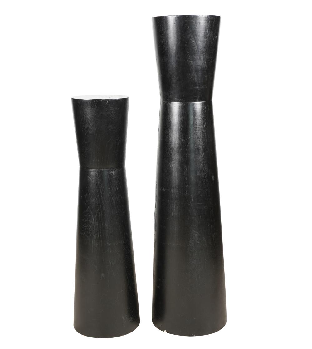TWO CONTEMPORARY STAINED WOOD