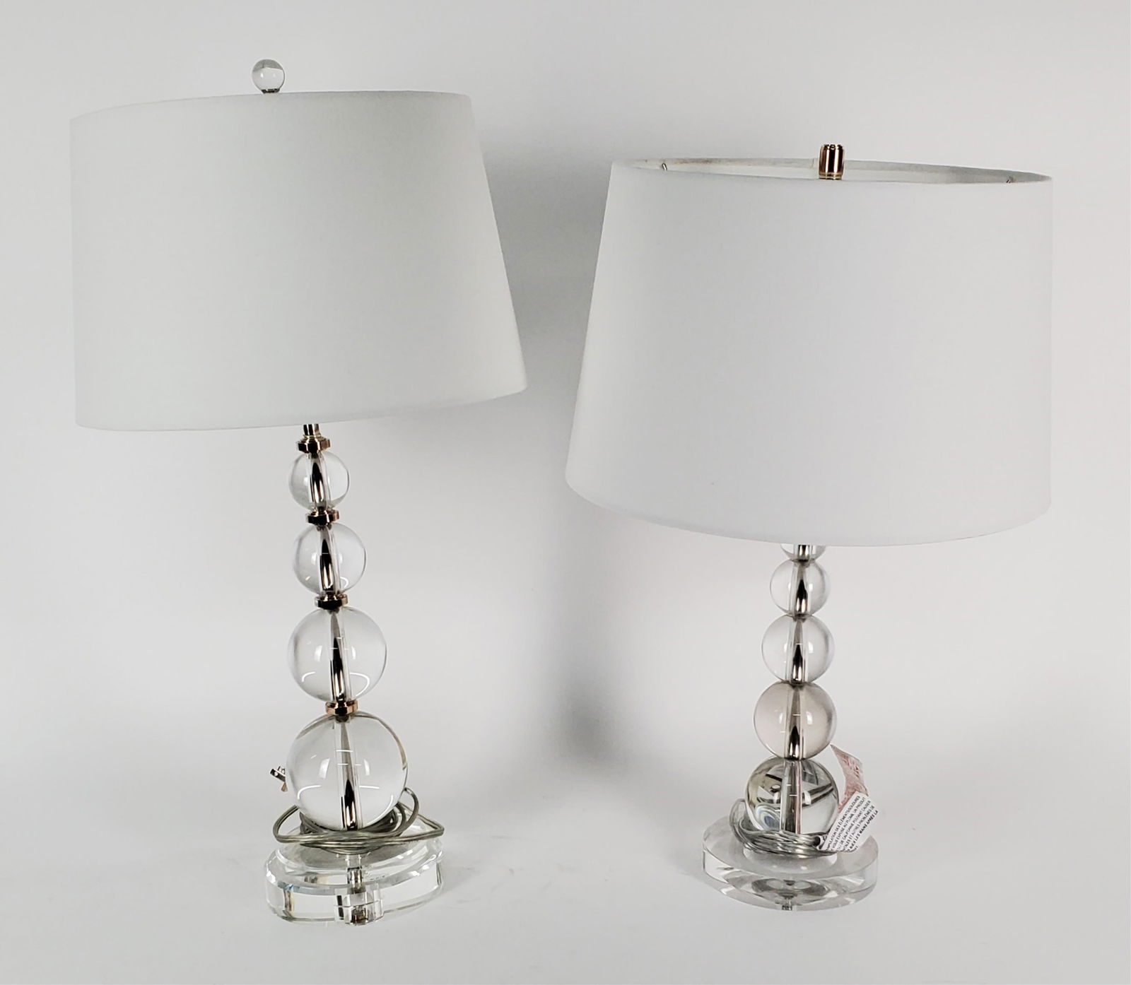 TWO CONTEMPORARY TABLE LUCITE LAMPS