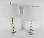 TWO CONTEMPORARY TABLE LUCITE