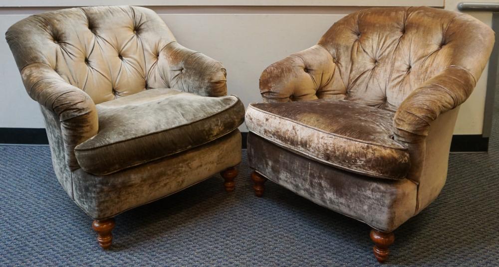 TWO CONTEMPORARY TUFTED UPHOLSTERED
