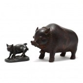 TWO CONTEMPORAY PIG SCULPTURES