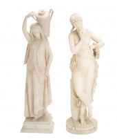 TWO CONTINENTAL ALABASTER SCUL
