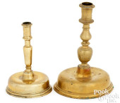 TWO CONTINENTAL BRASS CANDLEST