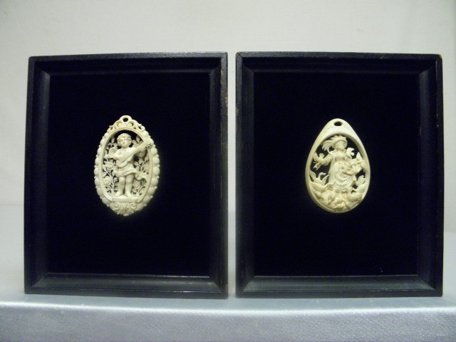 Two continental carved Ivory framed