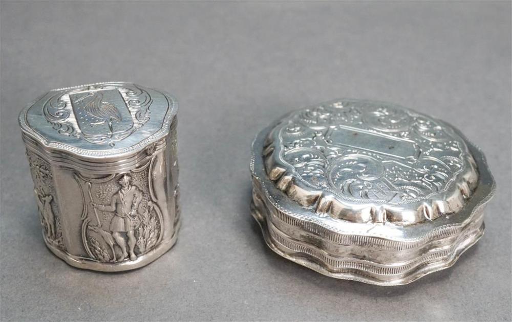 TWO CONTINENTAL CHASED SILVER HINGE