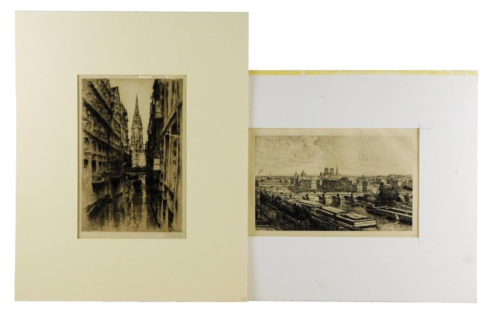 TWO CONTINENTAL ETCHINGS OF