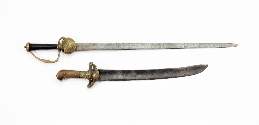 TWO CONTINENTAL HUNTING SWORDS