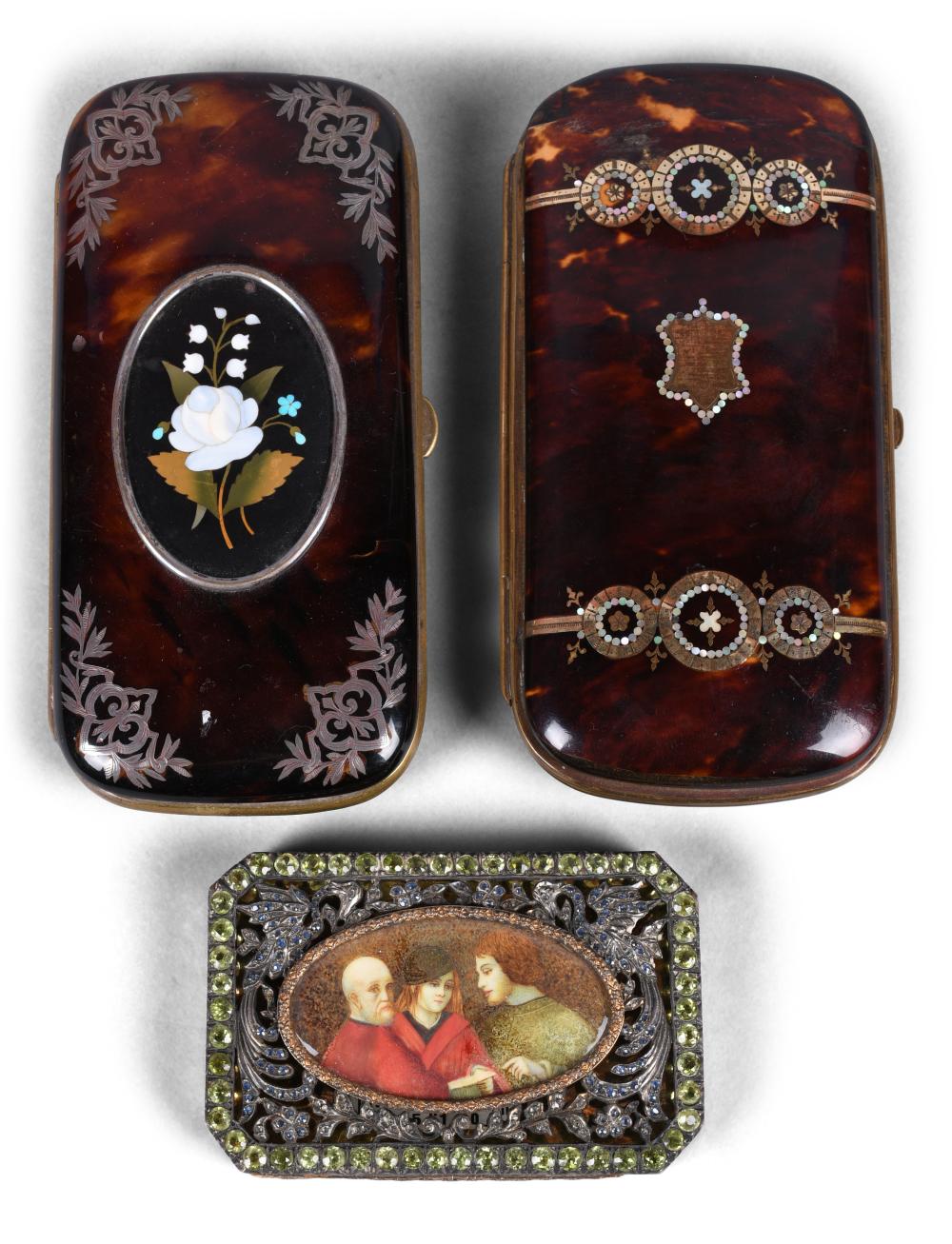 TWO CONTINENTAL INLAID PURSES AND A