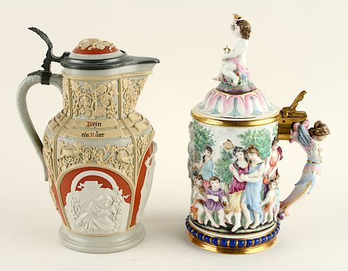 TWO CONTINENTAL LIDDED BEER STEINSA