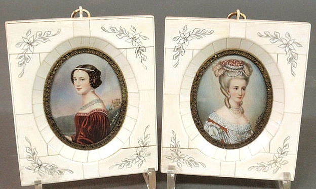 Two Continental miniature oval