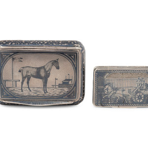 Two Continental Niello Silver Snuff