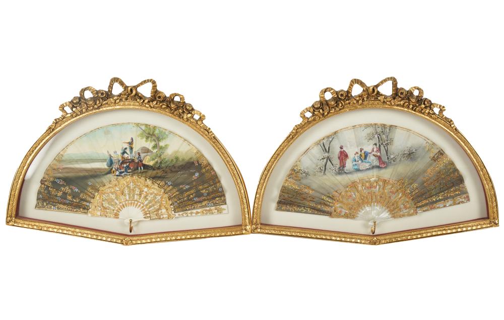 TWO CONTINENTAL PAINTED FANSTwo