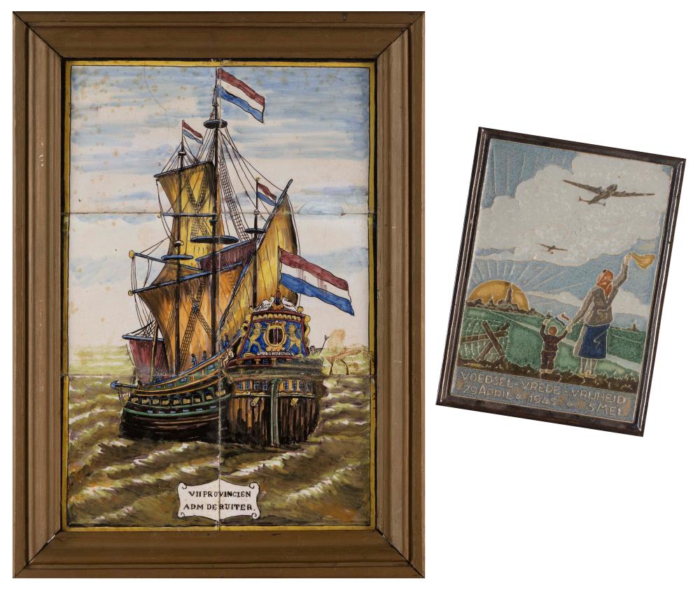 TWO CONTINENTAL PAINTED TILES