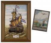 TWO CONTINENTAL PAINTED TILES