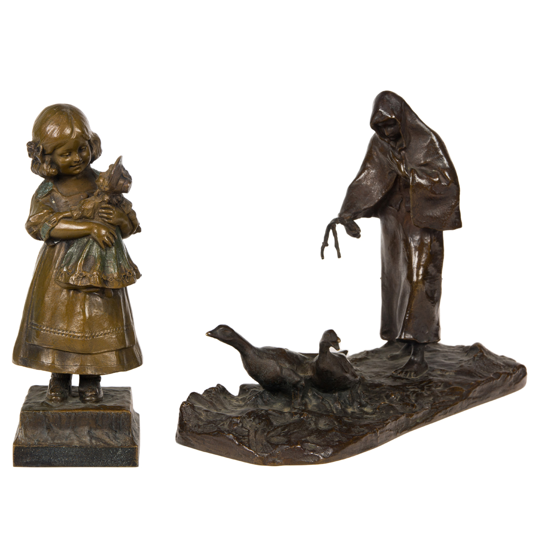 TWO CONTINENTAL PATINATED BRONZE