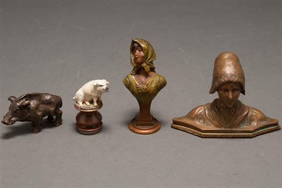 Two Continental patinated bronze