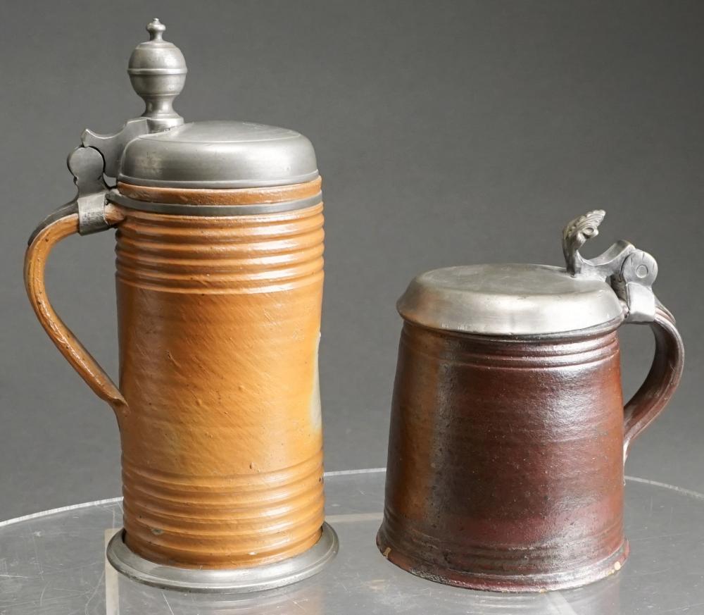TWO CONTINENTAL PEWTER MOUNTED