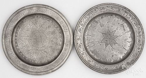 TWO CONTINENTAL PEWTER PURIM