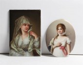 TWO CONTINENTAL PORCELAIN PLAQ