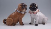 TWO CONTINENTAL PORCELAIN PUG