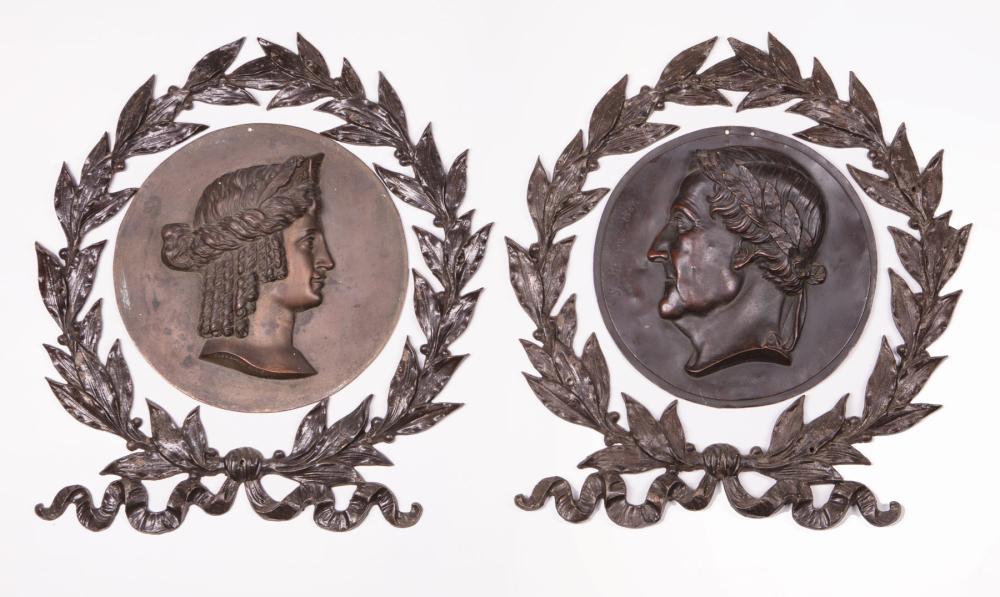 TWO CONTINENTAL PORTRAIT PLAQUESTwo
