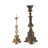 TWO CONTINENTAL PRICKET CANDLE