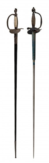 TWO CONTINENTAL RAPIERS 19TH C