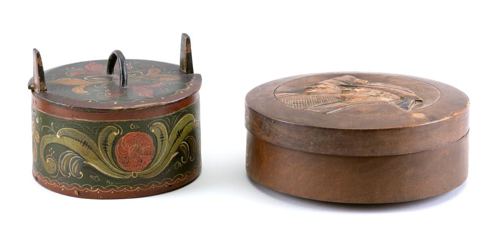 TWO CONTINENTAL ROUND WOODEN