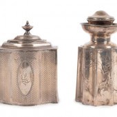 Two Continental Silver Tea Cad