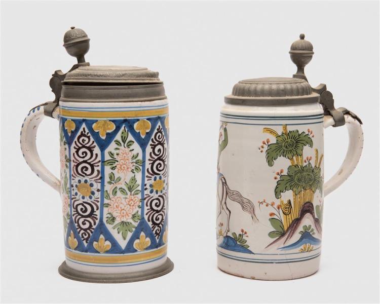 TWO CONTINENTAL TIN GLAZED