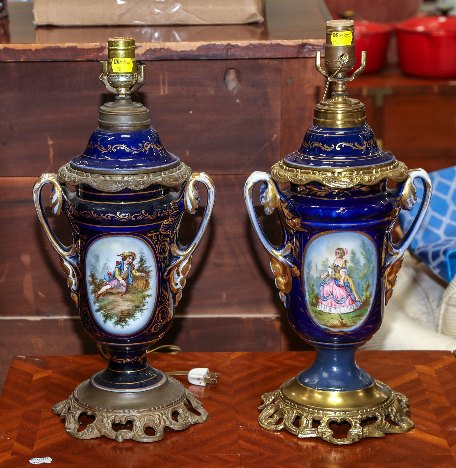 TWO CONTINENTAL URNS MOUNTED AS