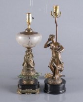 TWO CONVERTED VICTORIAN LAMPSA