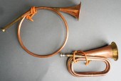 TWO COPPER AND BRASS HORNSTwo